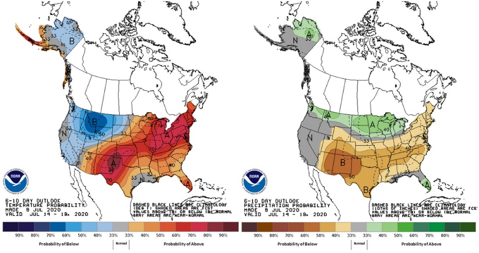 The 6-10 day outlook for temperature and precipitation